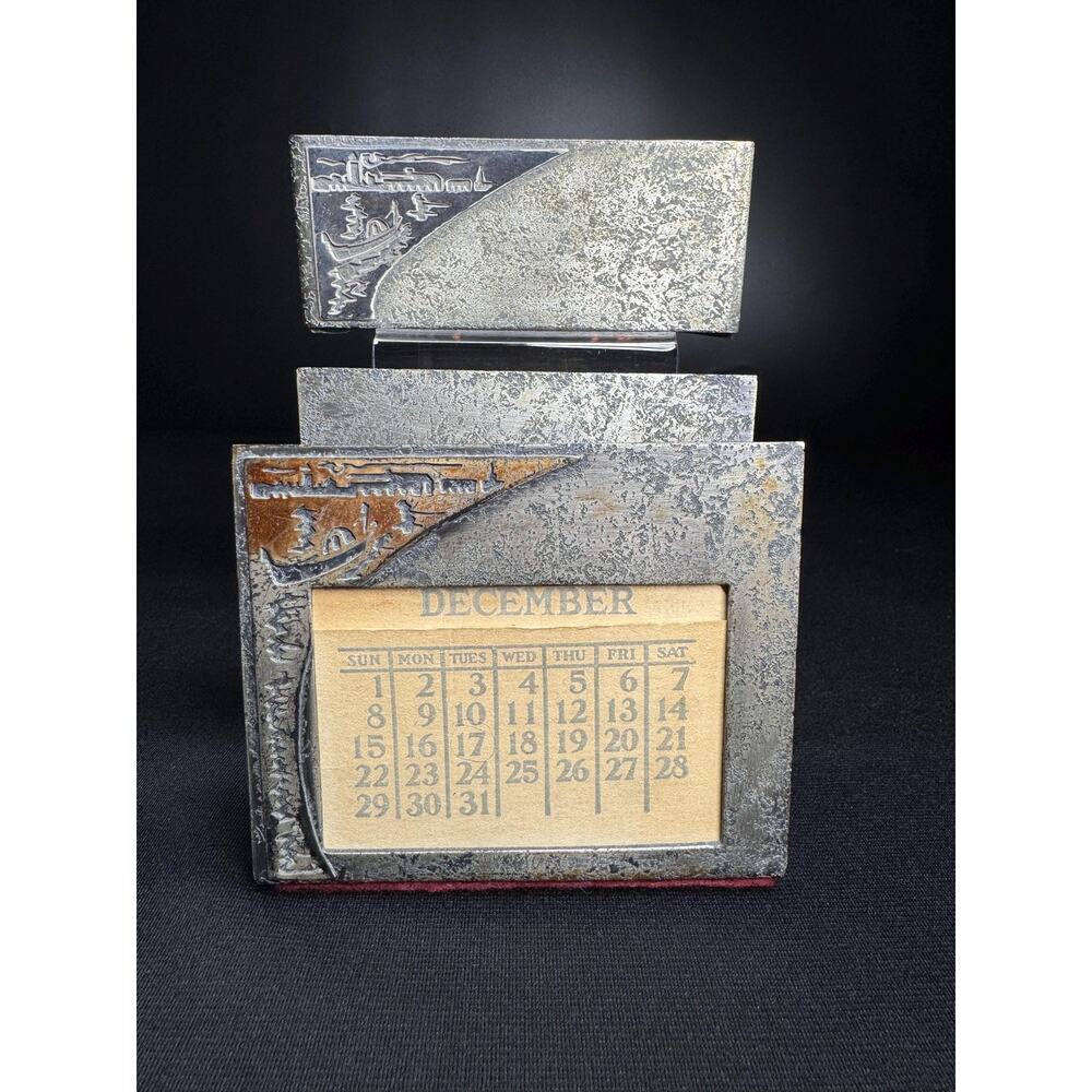 Antique Heintz Sterling On Bronze Metal Art-Perpetual Calendar & Ink Blotter